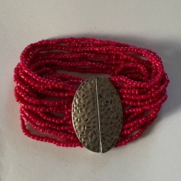 Pink Multi Layer Seed Bead Bracelet - Picture 1 of 5